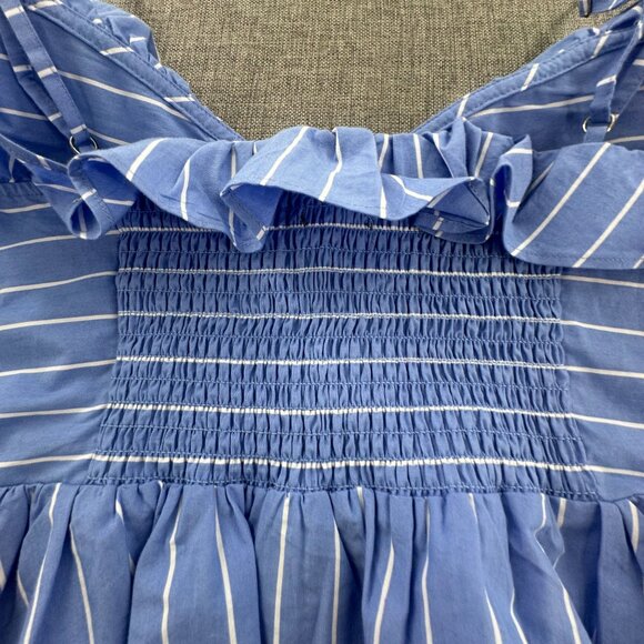 NEW! Express Cropped Peplum Top XL Striped Blue White Ruffled msrp: $54 Cotton - Picture 10 of 14